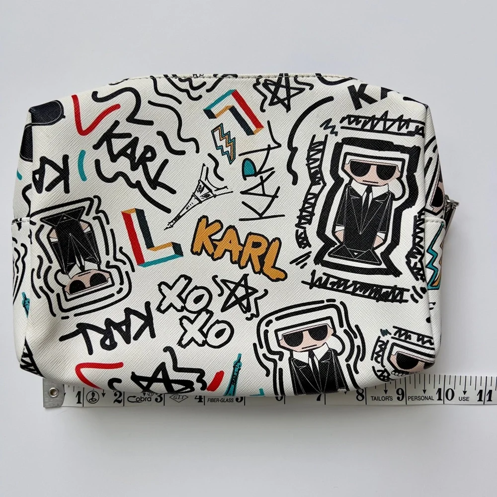 Karl Lagerfeld Black and White Graphic Pouch - Picture 3 of 4